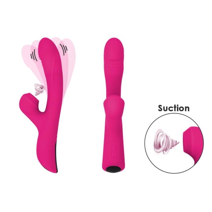 The Wendy Clit Sucker was designed with a shaft for insertion that provides you with 10 different modes of vibration to stimulate the G spot. With the tap of a button the head of the shaft heats up to give you another depth of pleasure directly to the G spot. The external attachment has 3 types of sucking functions that draw the blood to the clitoris making it more sensitive. USB rechargeable, waterproof and made from a body safe silicone.
