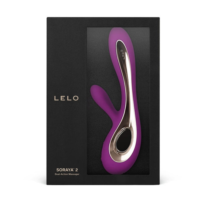 Deep Rose Lelo Soraya 2 vibrator,  luxury and good looks at its best, with a beautiful silver inlay. The 8 stimulating modes to enjoy the intense pleasure of both inside (G-spot) & outside (clitoral) stimulation for the woman who wants it all and refuses to compromise. Beauty and brawn for complete satisfaction. Medical Grade Silicone. 100% waterproof. USB Rechargeable.