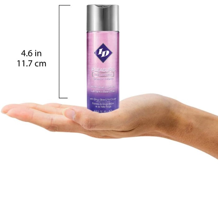 ID Pleasure is one of our most popular lubricants, provides you with all the moisture you could ask for in a water-based lubricant, plus a super tingling sensation, making this a women's enhancement lubricant! Use it during intimate moments between you and your partner for an exceptional sensual experience. ID Pleasure is condom compatible. Safe to use with your adult toys and highly recommended. Non staining. 