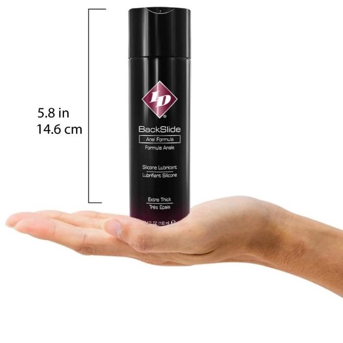ID Backslide is one of our most popular anal lubricants, provides you with all the long lasting slip you could ask for in a silicone based lubricant! Use it during intimate moments between you and your partner for an exceptional sensual experience. This extra thick concentrated formula includes cloves and spilanthes extract. It is meant to be a natural, muscle relaxant.  130ml