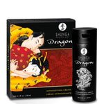 Shunga Dragon Virility Cream is a performance and control cream for him and a pleasure and orgasm cream for her. The fire and ice sensation will take effect in minutes giving a cooling and numbing sensation. Once your lover has come into contact with you and the cream, it will sensitise and intensify her pleasure, which will help you bring her to the peak of multiple intense orgasms.