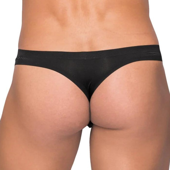 Seamless Sleek Black G-string. The tagless, miracle fabric softly shapes and molds to your body, retaining its shape after every wash. Wear it at the hips or higher up to flatten and trim the waist; this thong features a molded semi-sheer pouch.