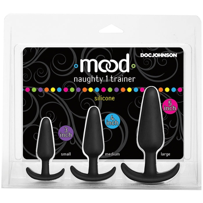 he anal plugs start from 3 then 4, and finally 5 inches. The Mood Naughty 1 Trainer Set is perfectly shaped and sized to help beginners gently work their way to a larger, more pleasurable size plug.