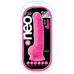 The Pink Neo Elite 7.5 Inch Silicone Dual Density Dildo with Balls. Neo Elite dildos feature SENSA FEEL dual density technology - a soft outer layer over a firm inner core, and are 100 percent platinum cured silicone is body safe and offers a delicious satin smooth finish.