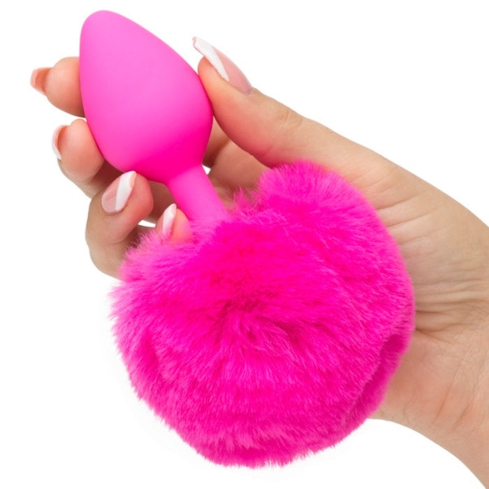 Neon Bunny Tail Anal Plug - Pink