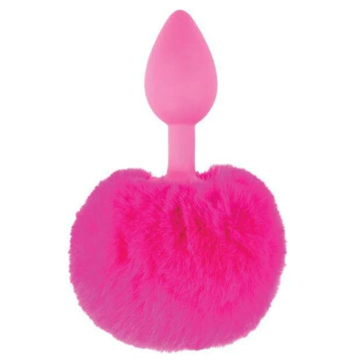Neon Bunny Tail Butt Plug, comes in a gorgeous neon pink. Made from super-smooth flexible silicone, the tapered tip inserts easily and the slender shape provides exciting pleasure. The fluffy Bunny tail ensures it won't slip too far inside.