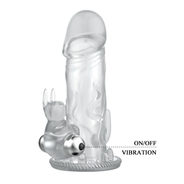 The ribbed shaft and head are designed to deliver ultimate pleasure for your partner whilst the noduled vibrating clitoral stimulator will drive her from one orgasm to the next.  Wear the bullet at the top to stimulate her clitoris or wear it the bottom to stimulate your balls. Supplied with batteries. One size will fit most. Please note that the vibrating stimulator is for external use only and this part at the base of the toy should not be inserted.