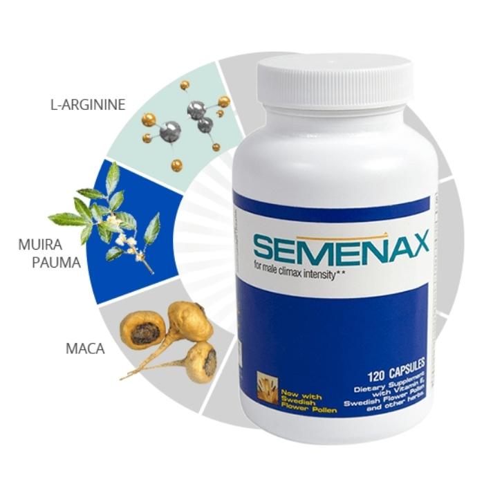 Semenax is a natural semen booster pill. It increases the sperms volume such that when one climaxes, it's more prolonged and more intense.  No side-effects are associated with semenax.