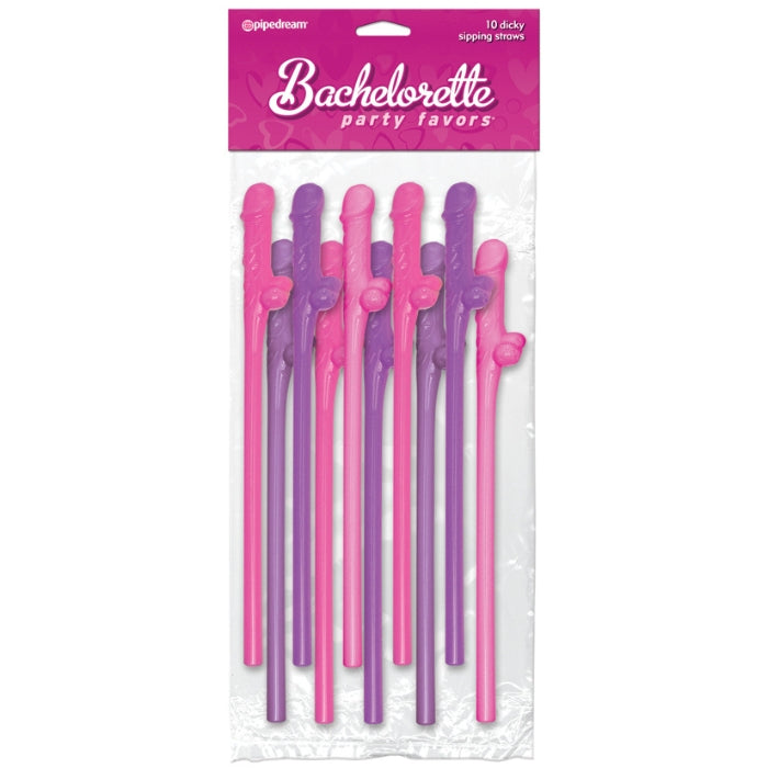 Pink & Purple Penis Straws (10)