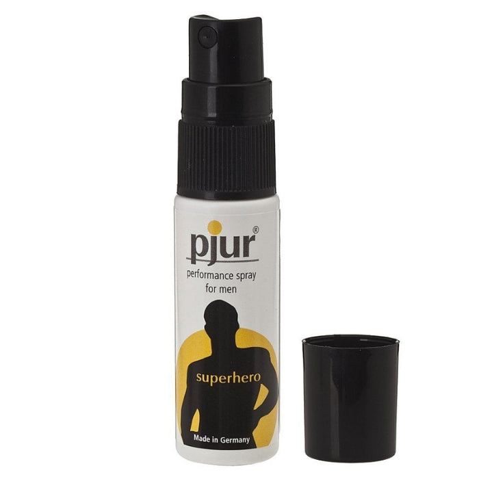 Created with out lidocaine or benzocaine, Pjur Super Hero Strong Spray is the perfect product to reduce skin oversensitivity without numbing. Higher concentrated ingredients promote healthy blood circulation for a firmer erection. This gentle delay spray is effective at prolonging ejaculation.