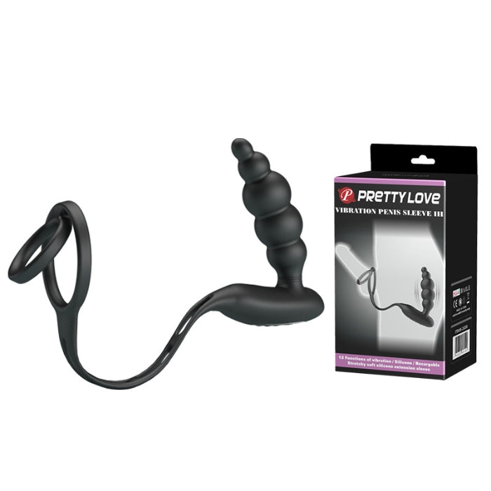 Pretty Love Anal Beads & Cock Ring - Black