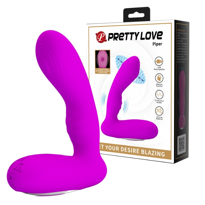 Pretty love prostate vibrator come with 12 vibration and pulsation functions, you can alternate the powerful vibes that begin at the base and run through the insertable shaft, located in the head for more focused stimulation.