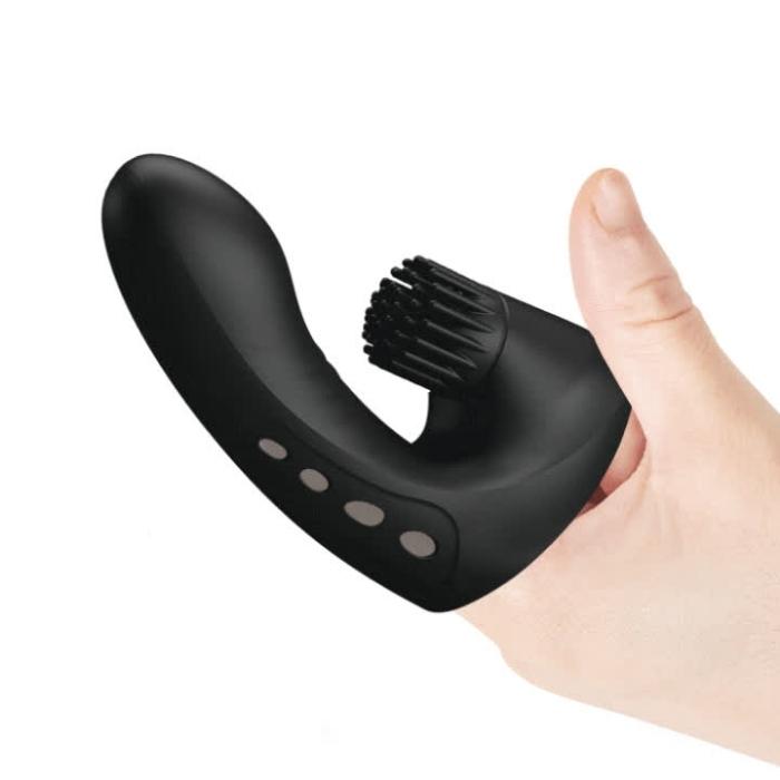 Made of silicone, it features 3 functions of vibration and 3 functions of rotation. Use this sex toy for explosive orgasms for you and your lover. The power of your sex toy is at your fingertips, and it will send shivers down your or your partner's spine-and anywhere else you choose. Slide your finger into the small and sleek toy to deliver exhilarating thrills wherever you desire them.