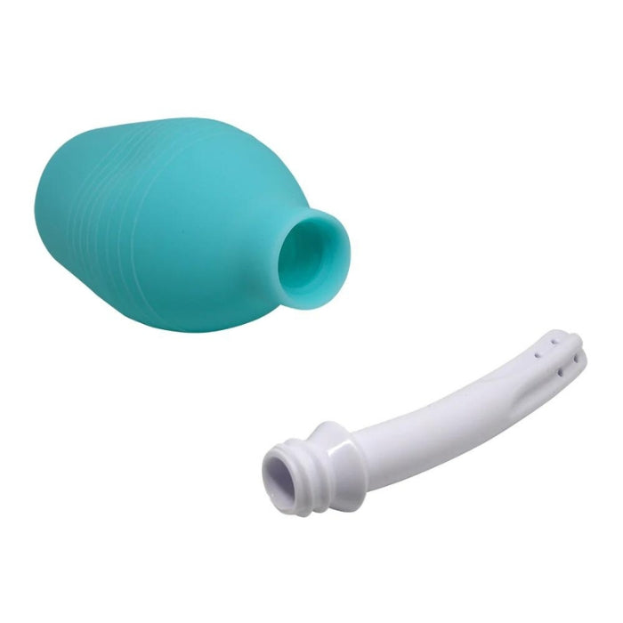 This 310ml anal douche has a multi-directional spray that cleanses your inner walls all around when you squeeze the silicone bulb. The flat-bottomed design means this douche can stand upright on its own while the flexible nozzle bends with your body to keep you comfortable as you cleanse back there.