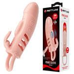 Pretty Love Penis Sleeve with Rabbit - Flesh (disposable)