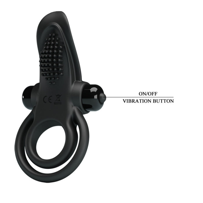 Pretty Love Vibrating Silicone Cock Ring - Black