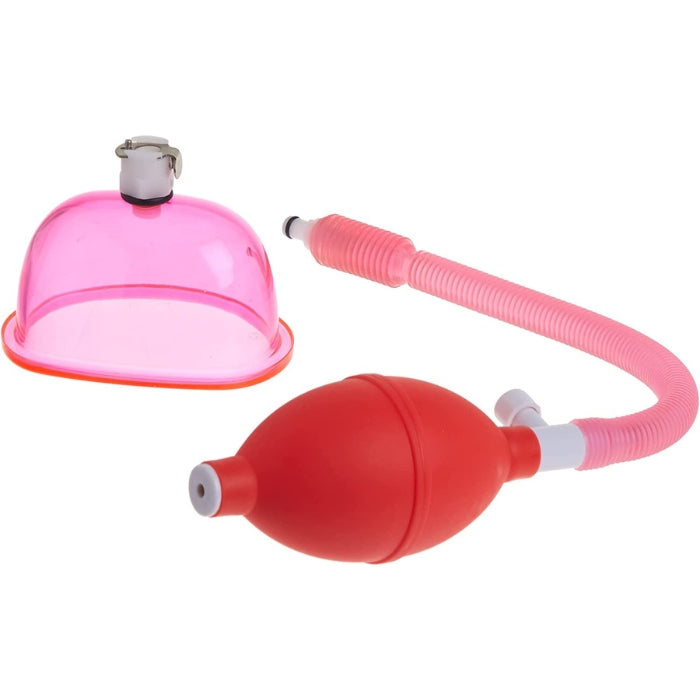 The small pink, ergonomic cylinder fits over your vagina and you or your lover can squeeze the medicine-ball style hand pump to create suction against your most intimate areas. Sensitivity is heightened as your labia enlarges. The quick-release valve and no-kink hose make this easy to use for beginners and experts alike. Furthermore, the airlock release system holds pressure even when you remove the pump and tube from the cylinder.