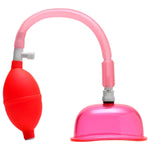 The small pink, ergonomic cylinder fits over your vagina and you or your lover can squeeze the medicine-ball style hand pump to create suction against your most intimate areas. Sensitivity is heightened as your labia enlarges. The quick-release valve and no-kink hose make this easy to use for beginners and experts alike. Furthermore, the airlock release system holds pressure even when you remove the pump and tube from the cylinder.