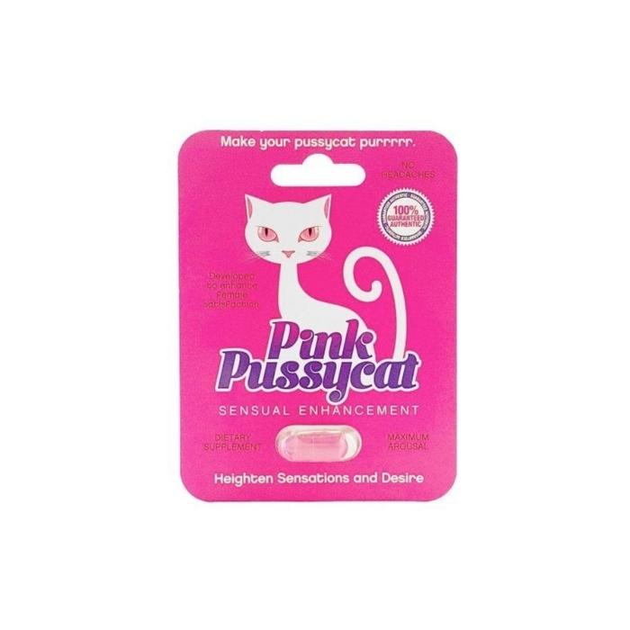 Pink Pussycat is a sensual enhancement pill taken by woman to heighten sensation and desire. This 100% natural pill increases libido and sexual desire. Gives your natural lubrication an incredible boost, provides more powerful orgasms with greater frequency and sensation. 1 capsule will last 72 hours in your system with no headaches.