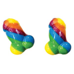 The Rainbow Pecker Bites are a colorful penis shaped great tasting candy, perfect for bachelorette parties, pride events or any fun/naughty even you think they would fit in.