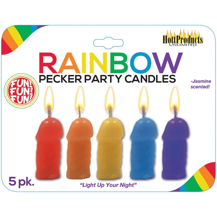 “Light Up Your Night” or any Fun Party event with these fun Rainbow Color Pecker Party Candles! These fun Pecker shape candles will be sure to add a little “Color” to any party event, and will help you and your party guests experience more fun than you can handle with these Rainbow Pecker Candles!
