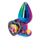 Rear Assets Rainbow Anal Plug Rainbow Stone Heart - Medium. Anal play has never been a prettier sight with this gorgeous jeweled, steel anal plug. Bulbous in form, a tapered tip ensures an easy introduction, while the broad steel bulb fills and satisfies. Perfect for anal enthusiast.
