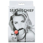 Solid adjustable racy red ball gag. The two inch ball is made from soft rubber for a comfortable fit.