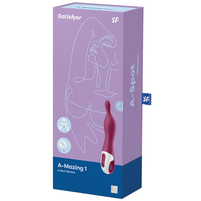 Enjoy extra deep stimulation like never before with the Satisfyer A-Mazing 1. The A-spot vibrator has a curved, ergonomic shape and a narrow, flexible tip that hones in on your A-spot to pamper it. By stimulating your A-spot, which lies hidden behind the G-spot, a whole new world of intense climaxes and sensations opens up to you. 2 motors seduce you with vibes in the form of 12 vibration programs that you can control via the control panel.