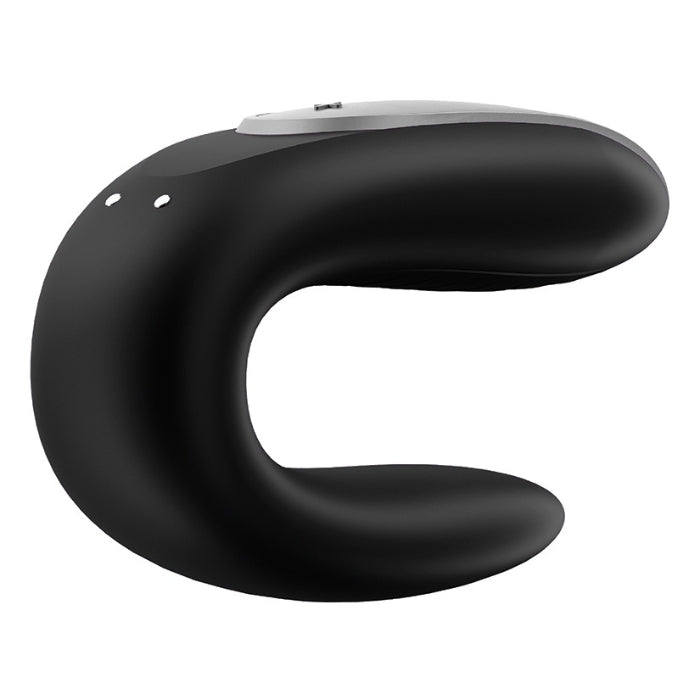 Double Fun powerfully stimulates both partners during sex. The U-shape is fitted both inside and outside - ensuring a seductive feeling for the clitoris, G-spot, and penis. App enabled, this high-tech pleasure product is enhanced with remote. Magnetic rechargeable.