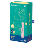 The Satisfyer Mono Flex stimulates both the clitoris and G-Spot with sensual vibrations – also via app control! The rabbit vibrator is made of high-quality, flexible silicone, that transmits intense vibrations to your hot spots. The vibrations can be controlled intuitively via the control panel or the free Satisfyer Connect App. You can control the Mono Flex remotely via the app and can also create new vibration programs or link the vibrator with your favourite playlist on Spotify.