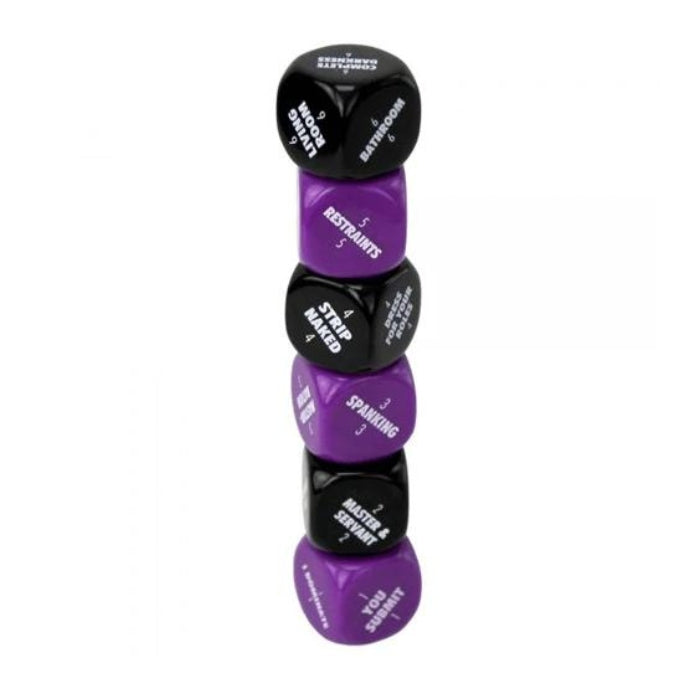 Roll the dice and let the Sexy 6 Kinky Edition dice take control! More than just rolling  “who” and a “what,” these dice will roll out a completely kinky experience that you won’t forget. Let the game determine everything you need from props to wardrobe; scenarios and locations.