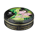 Shunga Body candles made with soy butter. This deliciously strong scented Green Tea candle is the perfect way to spoil your partner with endless body massages. Leaves skin soft and silky and can be used all over the body. Perfect travel size.