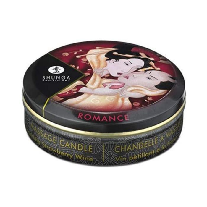 Shunga Body candles made with soy butter. This deliciously strong scented Strawberry candle is the perfect way to spoil your partner with endless body massages. Leaves skin soft and silky and can be used all over the body. Perfect travel size.