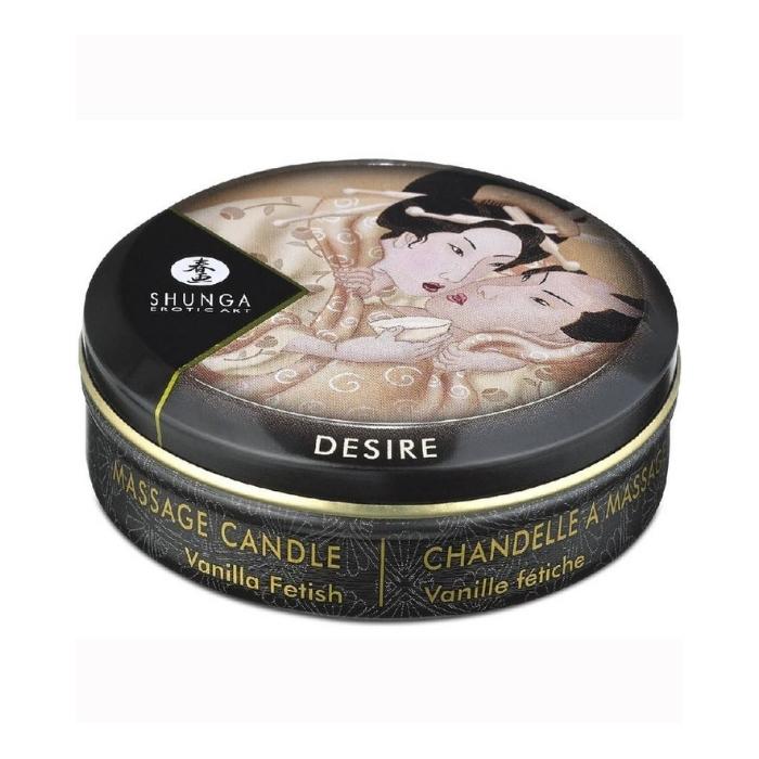 Shunga Body candles made with soy butter. This deliciously strong scented Vanilla candle is the perfect way to spoil your partner with endless body massages. Leaves skin soft and silky and can be used all over the body. Perfect travel size.