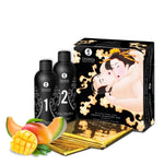 Shunga Secret Collection Melon Mango Massage Oil, a delightful and seductive addition to your intimate moments. This collection includes two bottles of massage oil, each containing 250 ml of pure pleasure.   • Makes 4L of jelly • Waterproof cover included • Detailed instructions