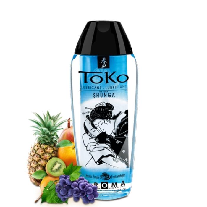 Shunga Toko flavoured Exotic Fruit water based lubricant is ultra smooth and safe to use with latex products. Premium quality lubricant suitable for intimate use and toy use.