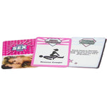 Unleash Your Sexual Super Powers and Embrace your adventurous and playful side with Super Sex card game, the super hero themed sex game.  The Cards are Comprised of 5 Categories: Magnetic Attraction, Shape Shifting, Domination, Super Senses and Super Endurance.