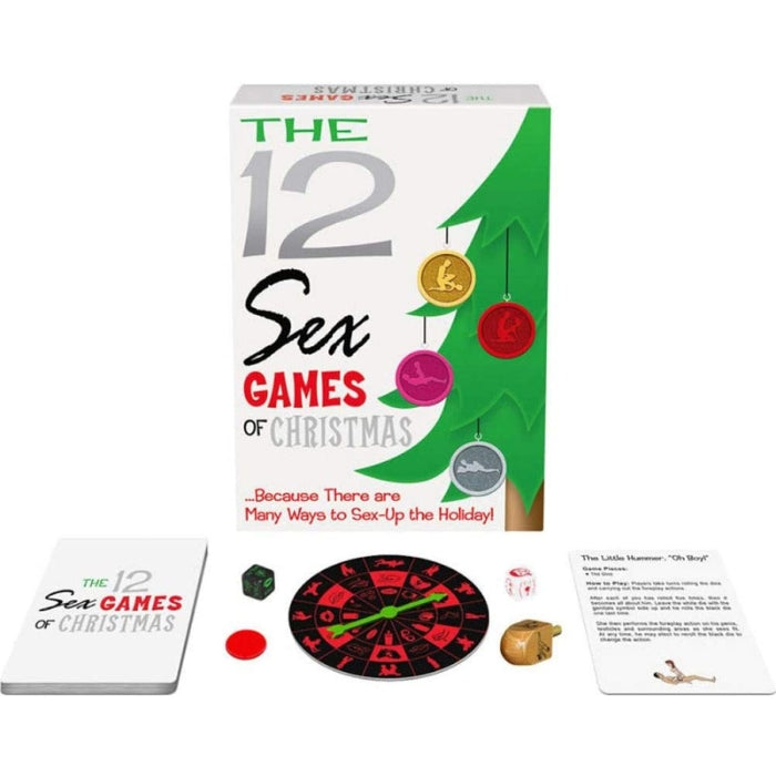 The 12 Sex Games of Christmas is the perfect stocking stuffer for your lover. Includes 12 rule/game cards, 2 dice, 1 token, 1 dreidel and 1 spinner.
