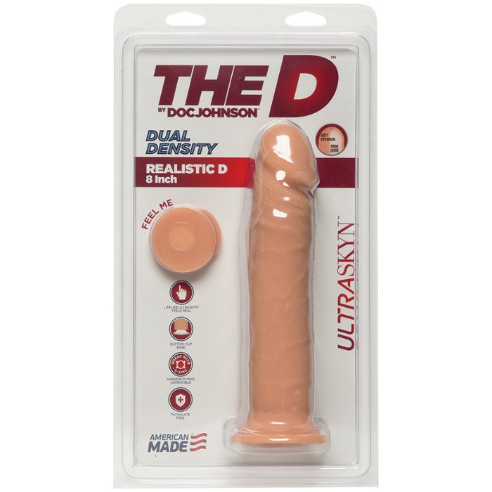 The D Real Feel 8 Inch Dildo No Scrotum - Light