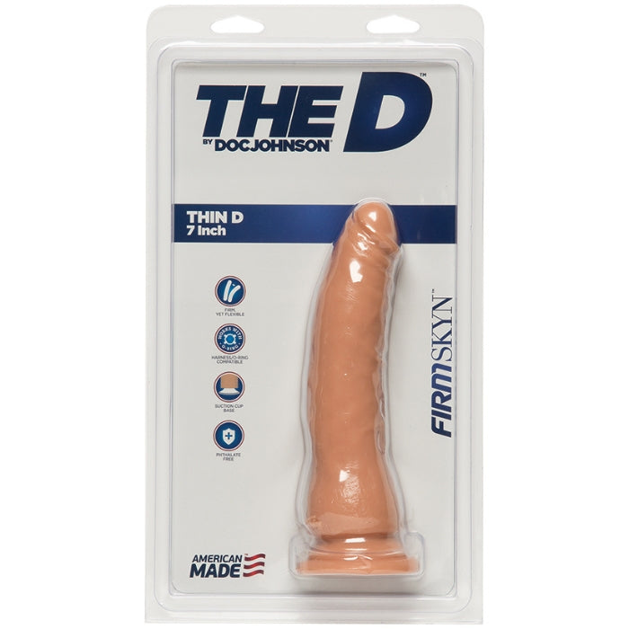 The D Thin 7 Inch Dildo No Scrotum - Light