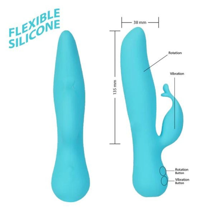 With the intuitive design of Swan’s incremental speed controls, new sensations of pleasure emerge as you progress from the lowest to the highest vibration. At the lowest setting, the clitoral arm delivers a delicate tapping motion. Continue pressing the button, and you are gradually elevated through all of the variable motions until you find yourself at an intense fluttering sensation. The Kissing Swan also features a strong rotating shaft that adds a beautiful sensuality to your experience.