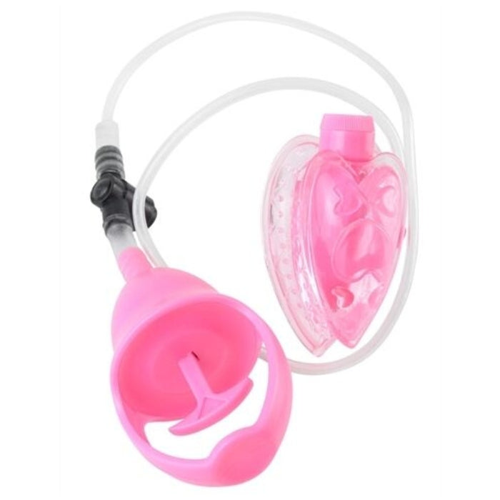 Get just the right amount of stimulation where you want it most with the Vibrating Mini Pussy Pump. Simply place the soft heart-shaped suction cup over your lips, then activate the high-intensity super suction by pulling on the easy-grip trigger. The powerful suction action holds the cup in place, creating an air-tight vacuum against your body.
