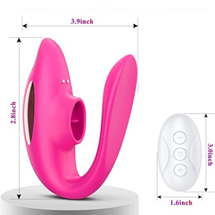 Remote Control Clitoral Wearable Couples Vibrator with Tongue Licking. This item has the functions of vibration and licking, you can use one function separately or you can use both simultaneously. All these two functions will provide you a wonderful experience. There are 10 modes of vibration and licking in this item. Different modes will bring different amazing feelings to you. Waterproof and safe to use in the bath or shower.