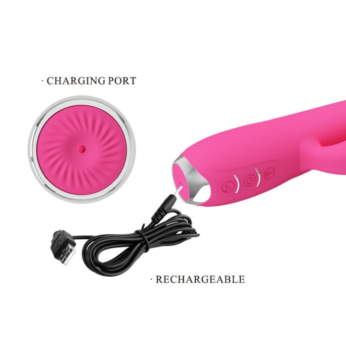 With Pretty Love's Pulse Wave Rabbit Vibrator, you can indulge any time you're in the mood. Crafted from silky-smooth and body-safe silicone.This Vibrator is designed for a woman s form with its curved and angled specifications. It even comes with a suction attachment that is ideal for clitoris stimulation and breast teasing. For ultimate convenience, the USB rechargeable battery makes it easy to keep your vibrator at full power, for pleasure at a moment s notice.