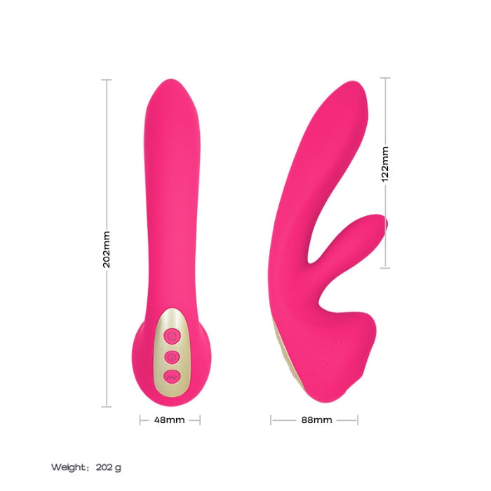 202mm long, 48mm wide at the base, 88mm wide at the base from the side and 122mm from the head and clitoral; stimulator